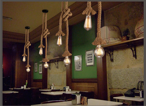 3m Hemp Rope Industrial Pendant Light / Unihead / 3M