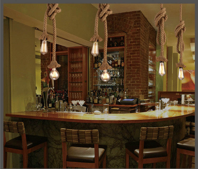 3m Hemp Rope Industrial Pendant Light