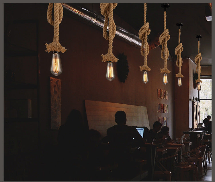 3m Hemp Rope Industrial Pendant Light
