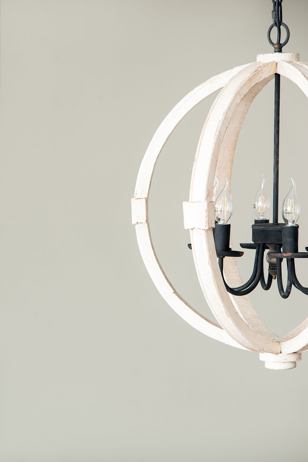 Rustic White Wood 6-Light Chandelier