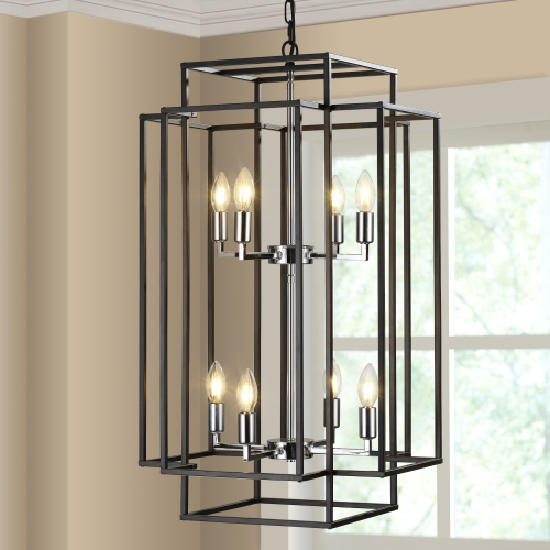8-Light Industrial Farmhouse Lantern Chandelier