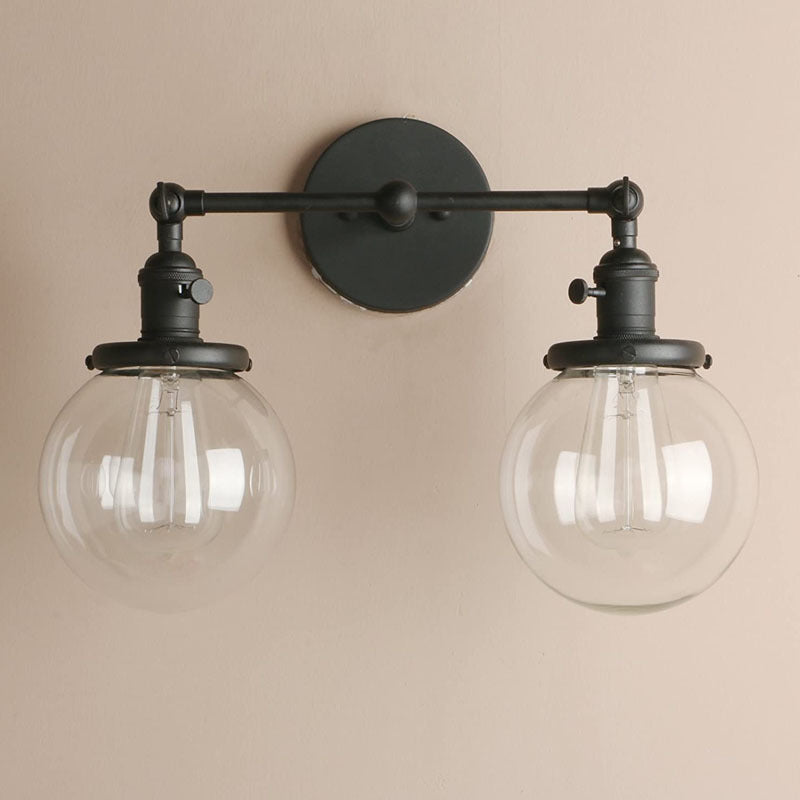 Industrial Double Globe Glass Wall Light