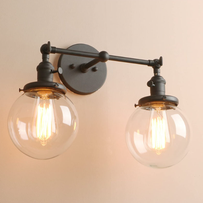Industrial Double Globe Glass Wall Light