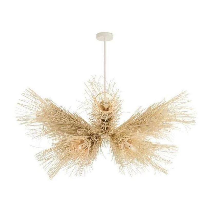 Bleached Rattan Frond Chandelier