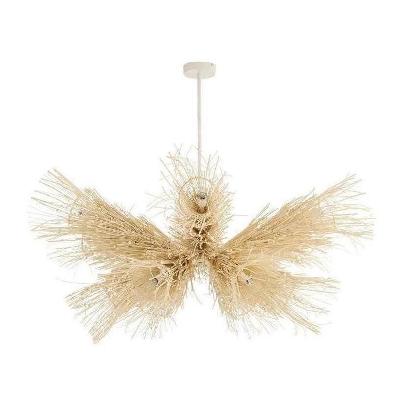 Bleached Rattan Frond Chandelier