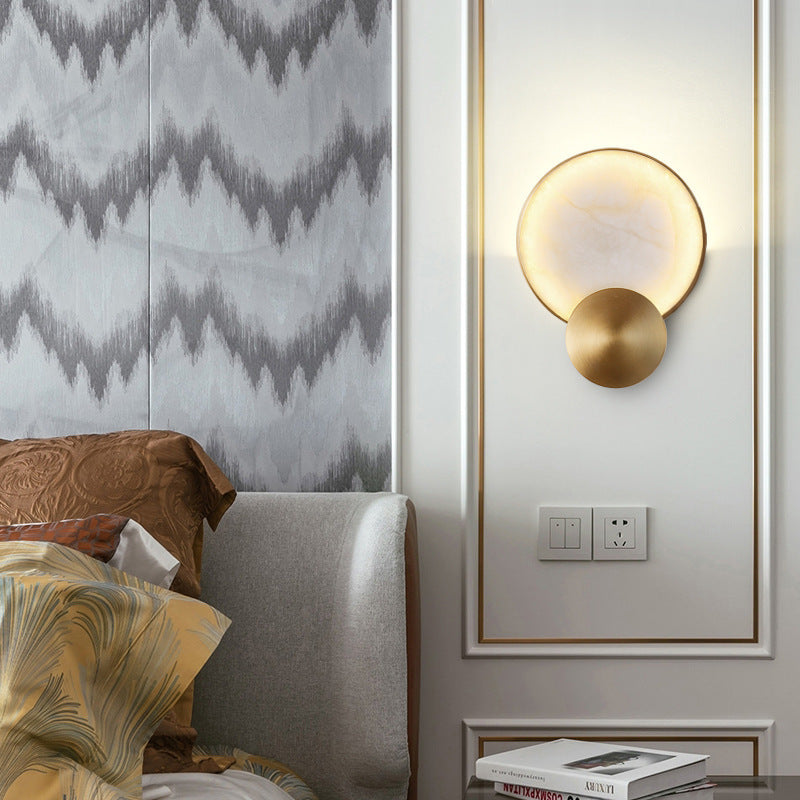 New Chinese Marble & Copper Wall Light