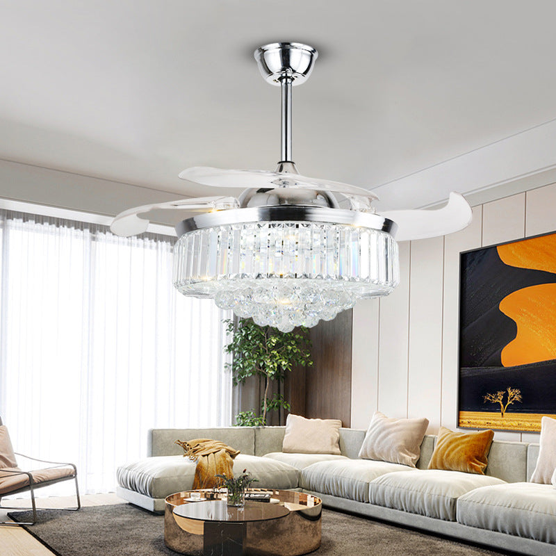 European Crystal Invisible Blade Ceiling Fan Light
