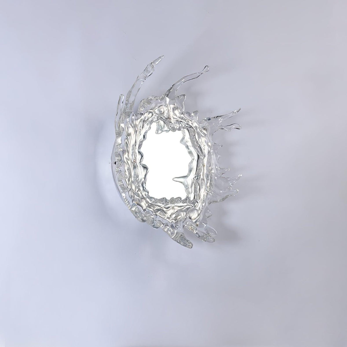 Crystal Water Drop Mirror LED Wall Light / ∅ 25.6″ x H 25.6″ / Dia 65cm x H 65cm / Chrome & Clear / Warm Light