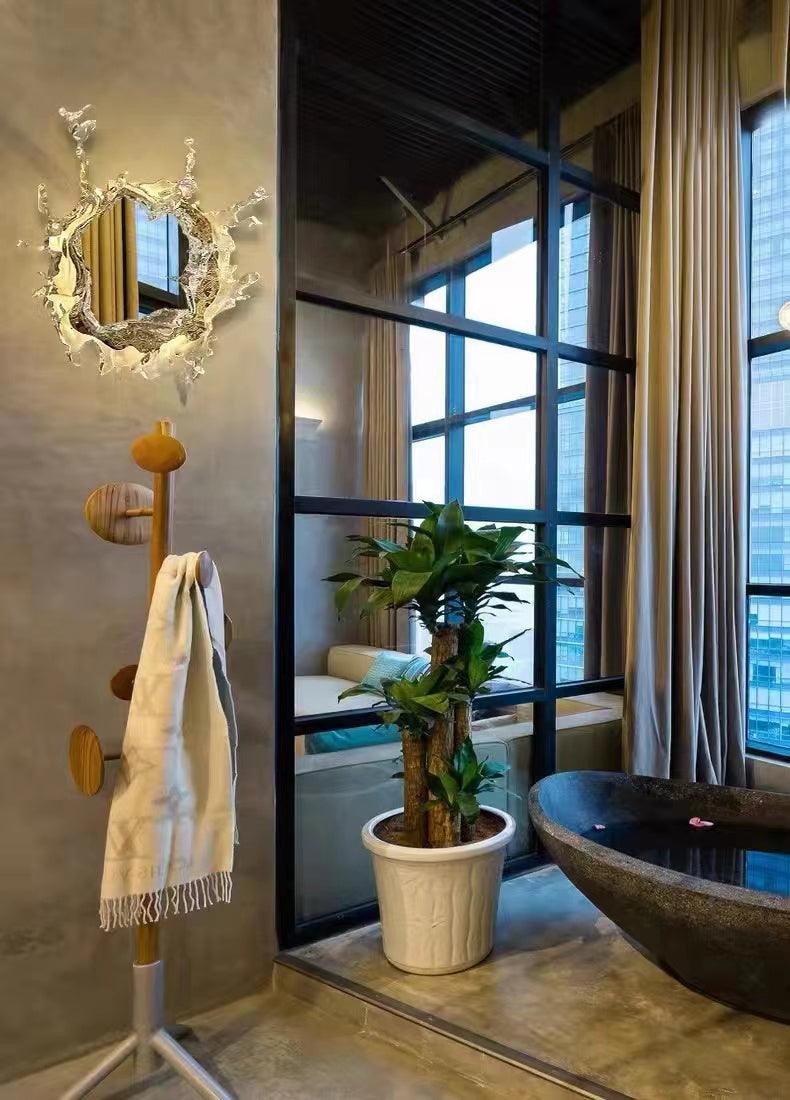 Crystal Water Drop Mirror LED Wall Light / ∅ 34.3″ x H 34.3″ / Dia 87cm x H 87cm / Gold & Clear / Cool Light
