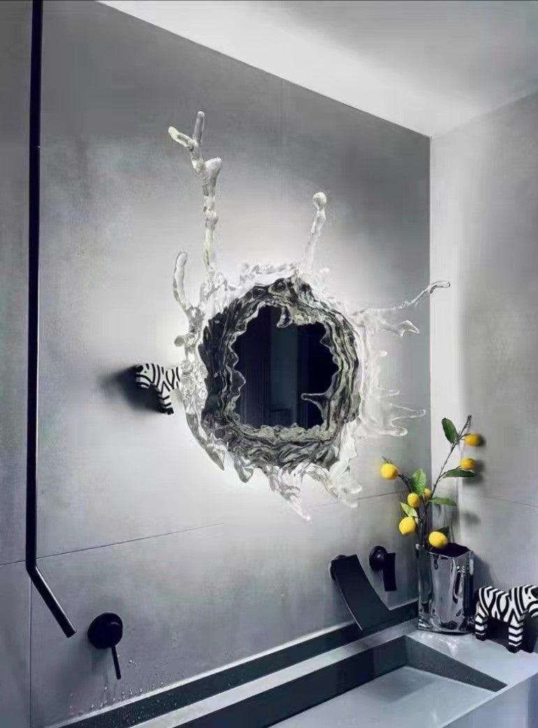 Crystal Water Drop Mirror LED Wall Light / ∅ 43.3″ x H 43.3″ / Dia 110cm x H 110cm / Chrome & Clear / Warm Light