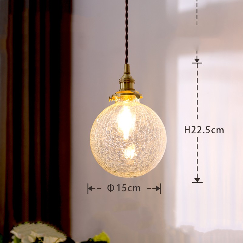Japanese Round Glass Bedside Pendant Light