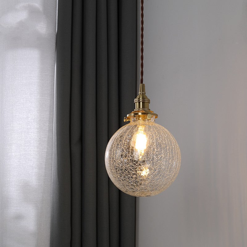 Japanese Round Glass Bedside Pendant Light