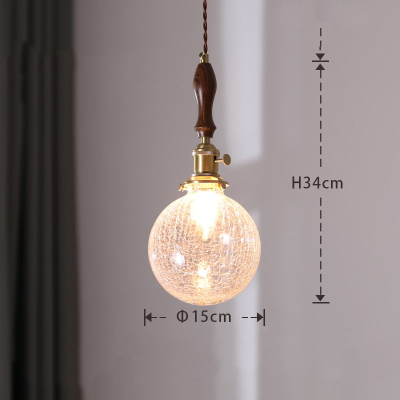 Japanese Round Glass Bedside Pendant Light