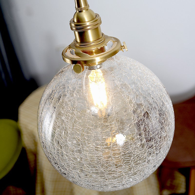 Japanese Round Glass Bedside Pendant Light