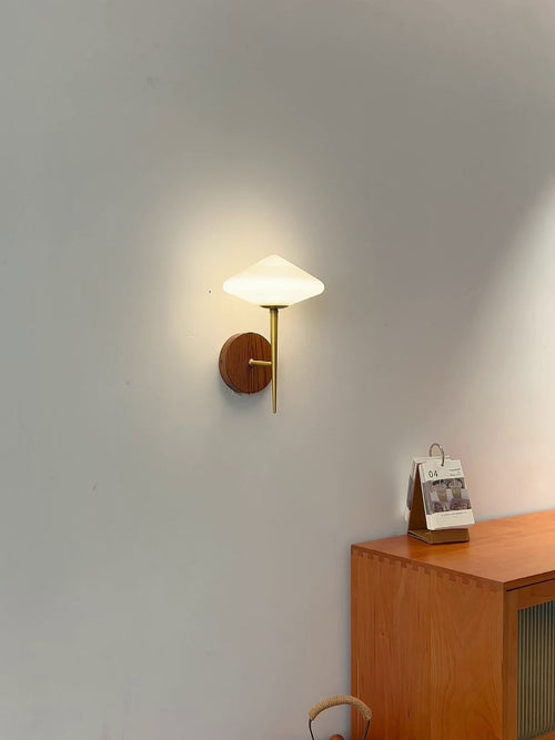 Black Walnut Brass Wall Lamp