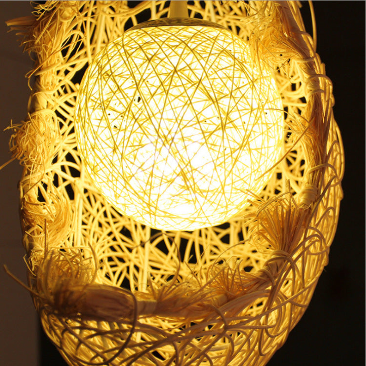 Pastoral Rattan Moon Pendant Light