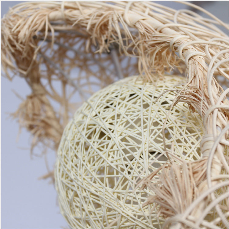 Pastoral Rattan Moon Pendant Light