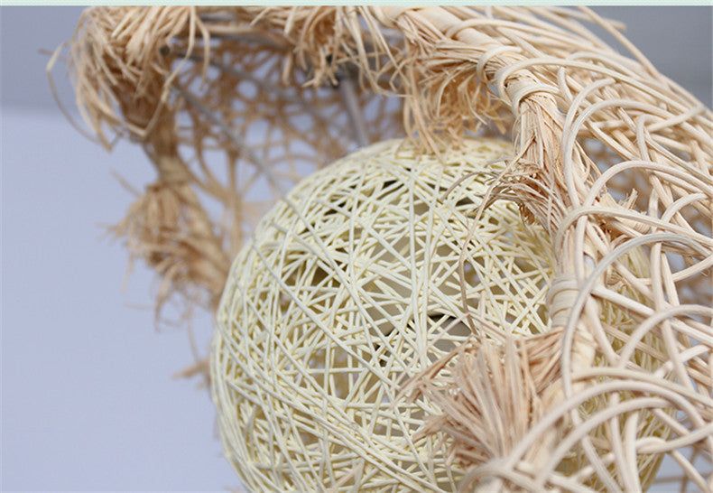 Pastoral Rattan Moon Pendant Light