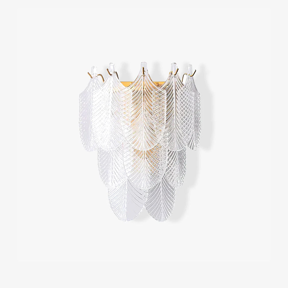 Textured Glass Brass Wall Light / L 11.8″ x W 6.3″ x H 12.6″ / L 30cm x W 16cm x H 32cm / Brass+Clear