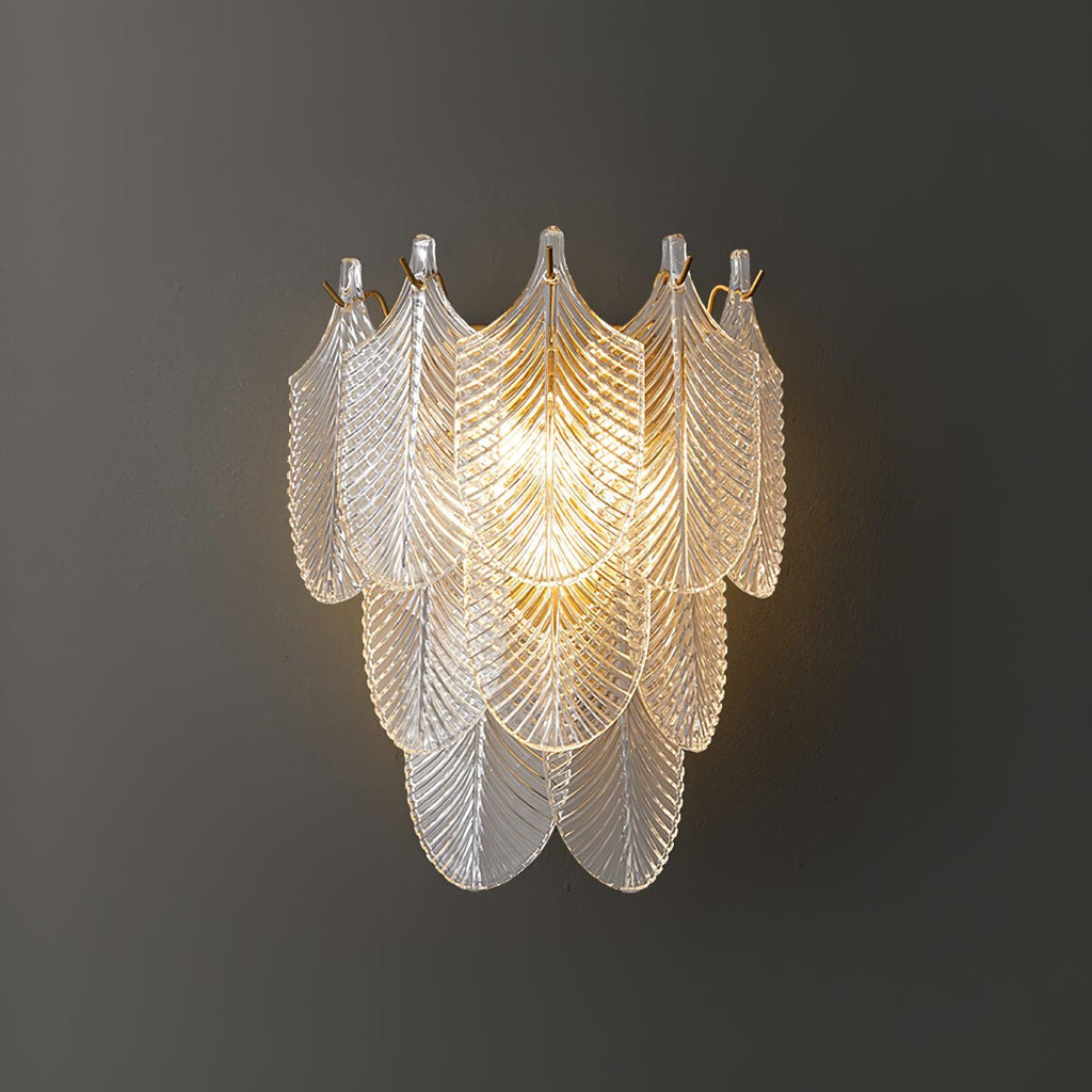 Textured Glass Brass Wall Light