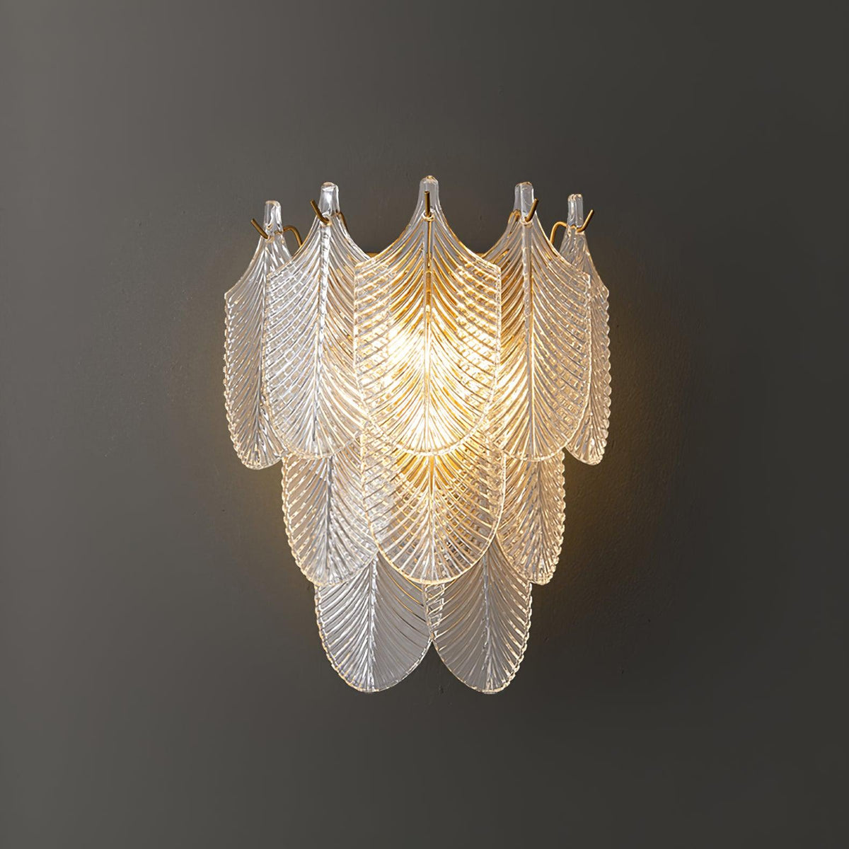 Textured Glass Brass Wall Light