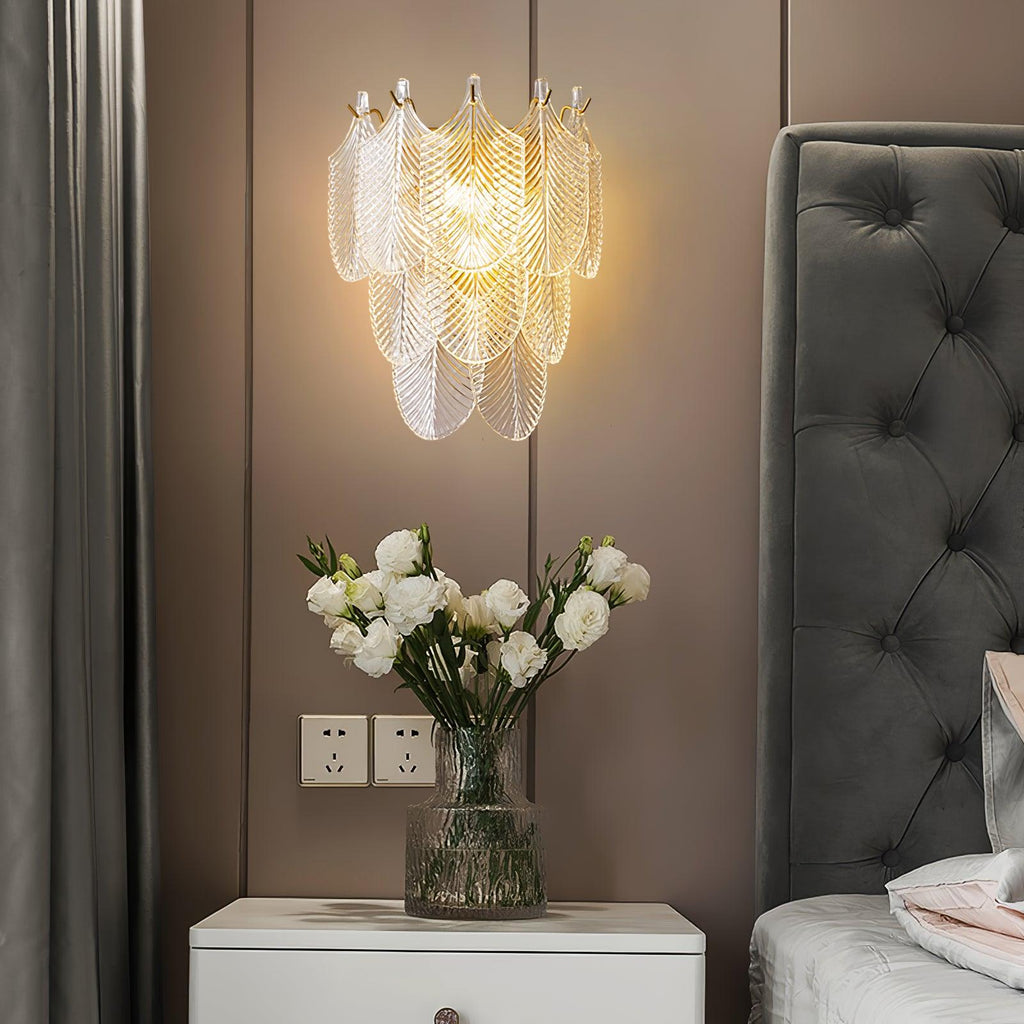Textured Glass Brass Wall Light / Set of 2 / Brass+Clear