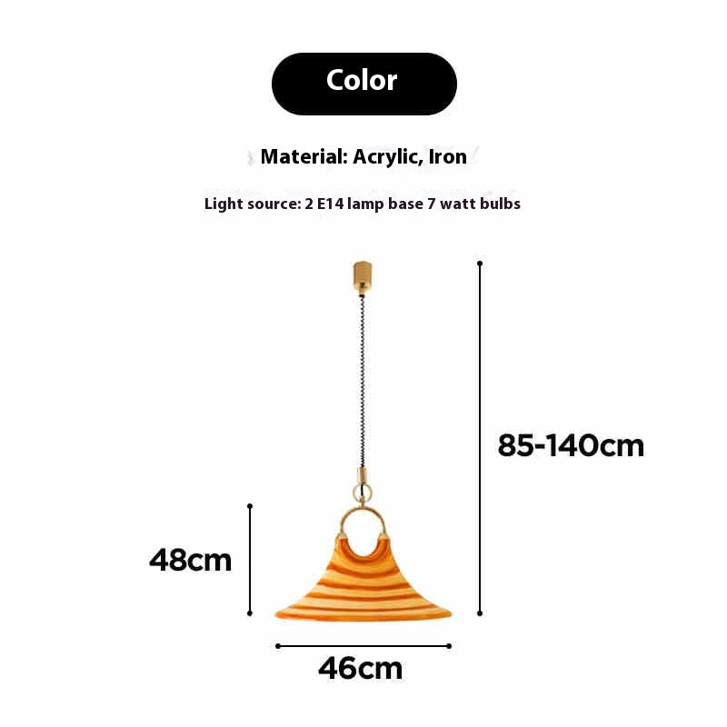 Two-Light Striped Horn Pendant Light / Amber Small Size