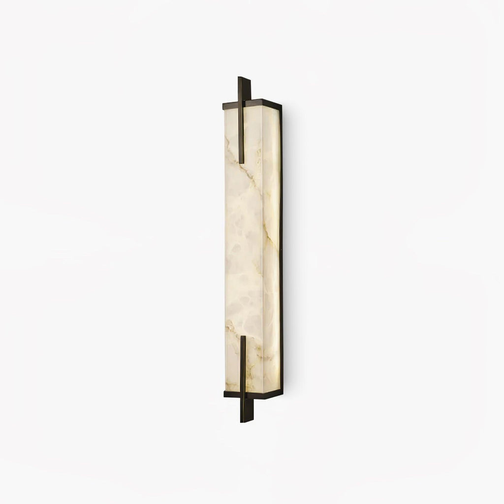 Vertical Alabaster Brass LED Wall Light / ∅ 4.7″ x H 23.6″ / Dia 12cm x H 60cm / White+Black / Warm Light