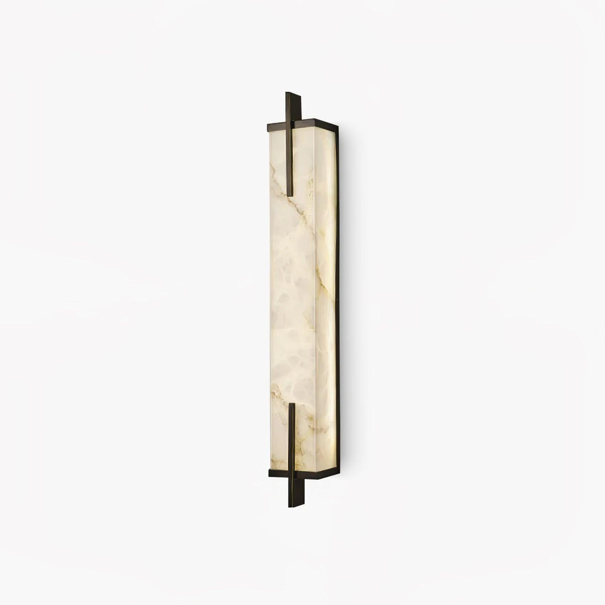 Vertical Alabaster Brass LED Wall Light / ∅ 4.7″ x H 23.6″ / Dia 12cm x H 60cm / White+Black / Warm Light