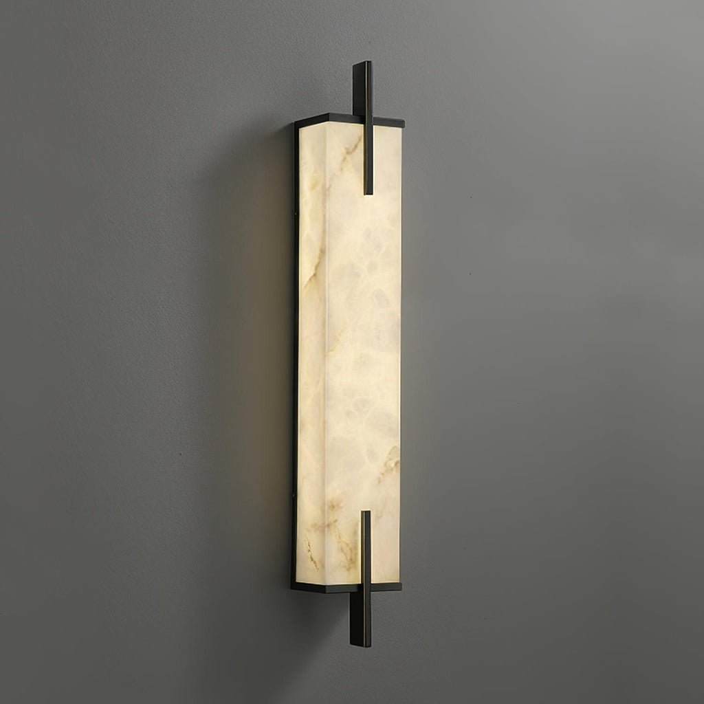 Vertical Alabaster Brass LED Wall Light