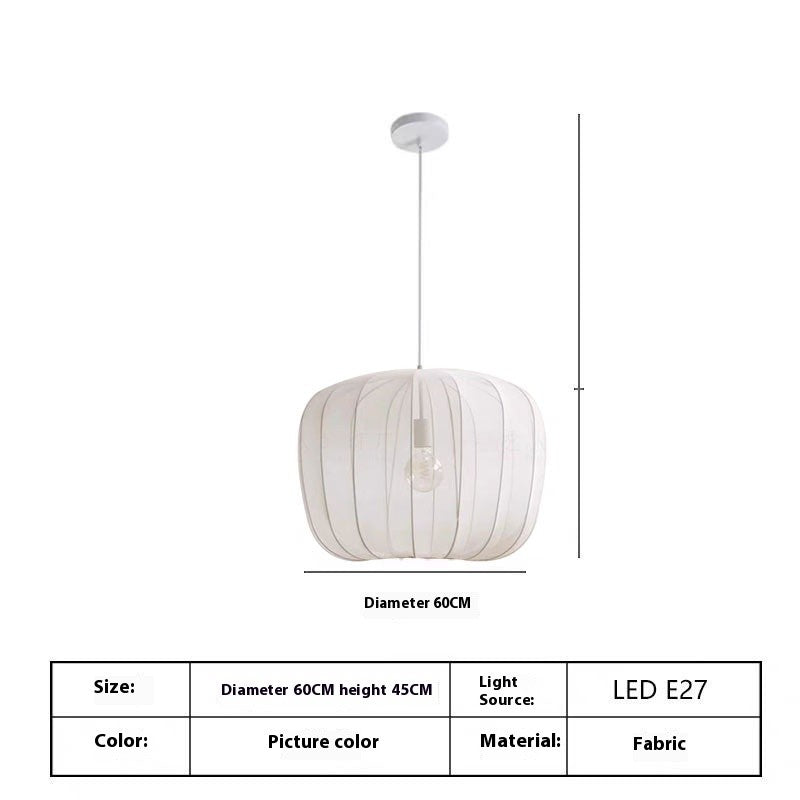White Fabric Nordic Pendant Light / Free LED Warm Light / 50x38cm