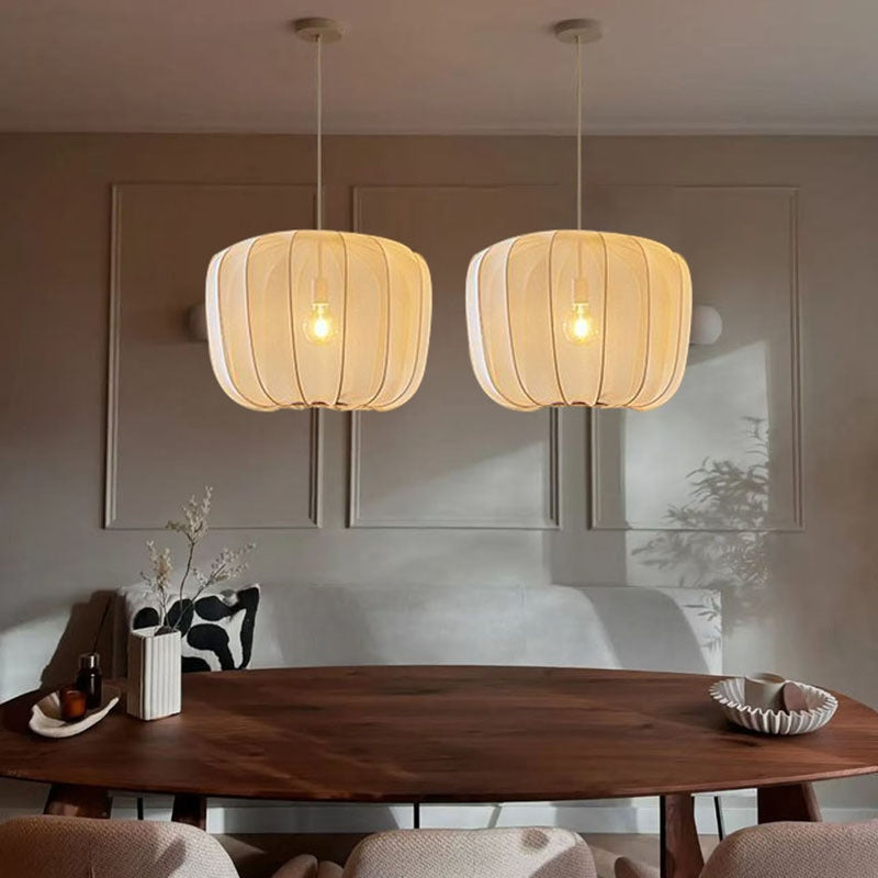 White Fabric Nordic Pendant Light / Free LED White Light / 50x38cm